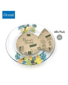 จานแก้ว Glass plate DP JUNGLE LEAVES Assurance Deep Plate 9