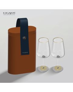 ชุดของขวัญแก้วไวน์และกระเป๋า Lumiere Toast Bag - Caramel Brown