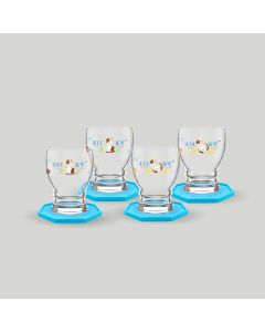ชุดแก้วน้ำและที่รองแก้ว Neko Fortune Drinking Set 300 ml - Blue