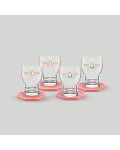 ชุดแก้วน้ำและที่รองแก้ว Penguin Passion Drinking Set 300 ml - Pink